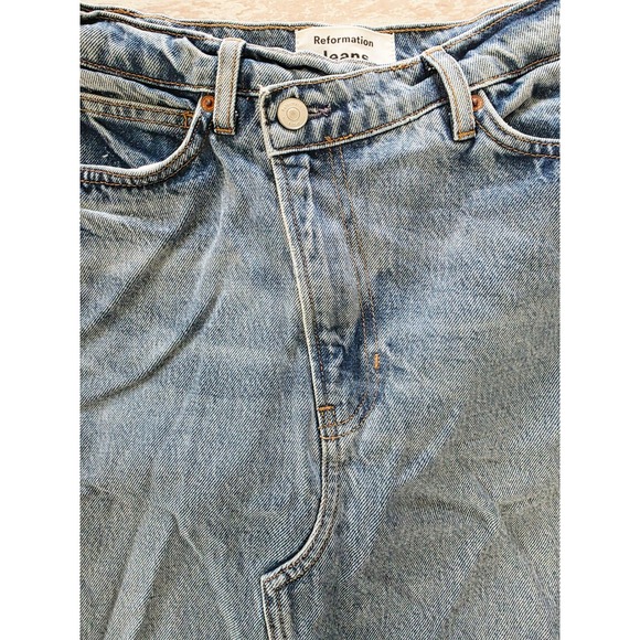 Reformation Jeans Nila Denim Maxi Skirt Blue Women's Size 26 Raw Hem  NEW - Picture 3 of 9